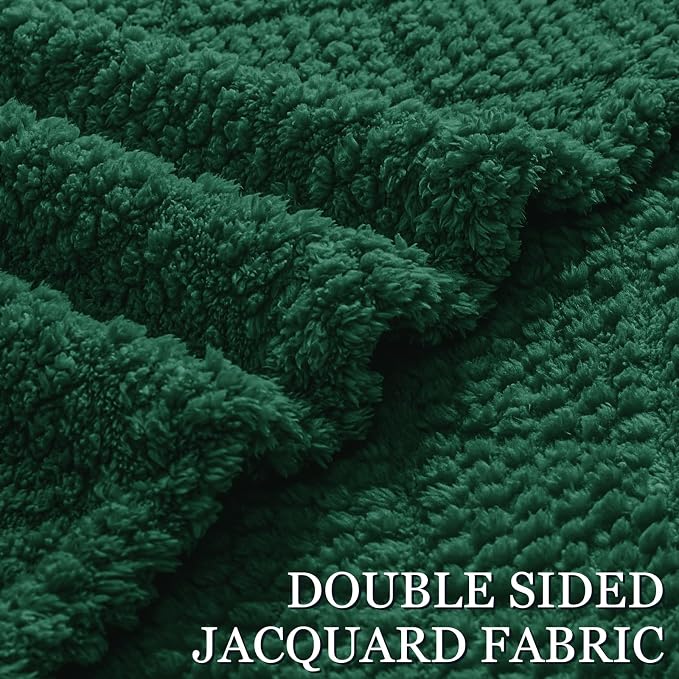Whale Flotilla Soft Fleece Queen Size Blanket for Bed, Emerald Green | Jacquard Waffle Blankets for Home Decor, Lightweight and Cozy, All Season Suitable, 90x90 Inch