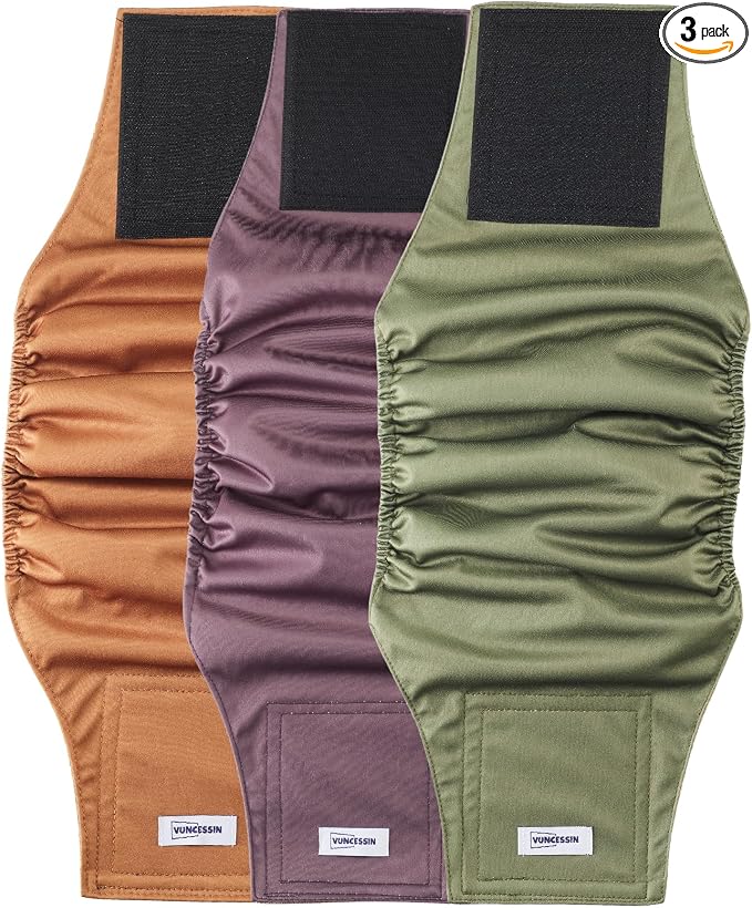 Washable Male Dog Diapers Reusable, Premium Belly Bands for Male Dogs, Pack of 3, High Absorbing Extra Small Male Dog Pee Wraps for Doggie in Incontinence or Excitable Urination and Training(XS)