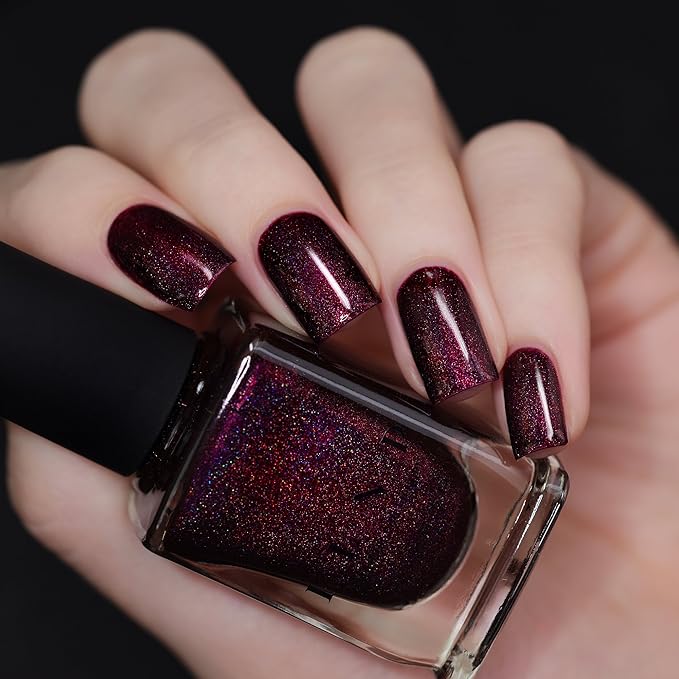 ILNP Black Orchid - Deep Burgundy Holographic Nail Polish, Chip Resistant, Non-Toxic, Vegan, Cruelty Free, 12ml