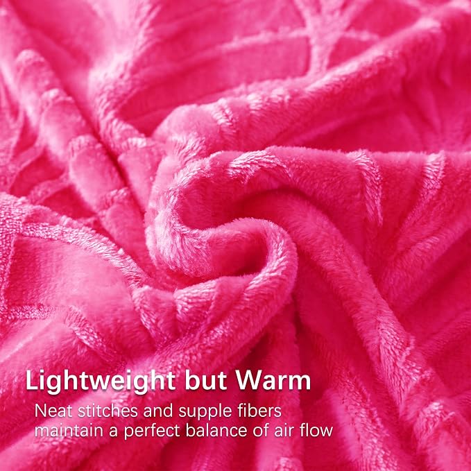 Whale Flotilla Soft Flannel Fleece Throw Blanket for Couch, Hot Pink | Cozy Lightweight Breathable Velvet Sofa Throws, Plush Fluffy Vintage Pattern Decorative Blanket for Bed, All Season, 50"x60"