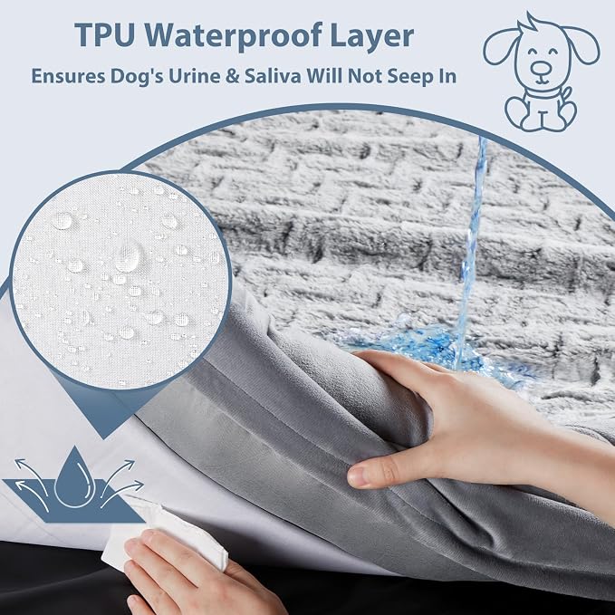 WNPETHOME XXL Extra Large Orthopedic for Senior Dog BedComfy Sleeping | Washable Waterproof Dog Couch with Removable Cover, Large Pet Sofa Bed with Bolster Sides for Relaxing Grey 45x35 Inch