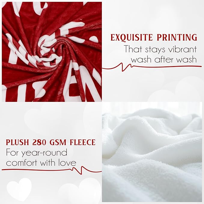 WRAPIX Anniversary Wedding Gifts for Him Her - Throw Blanket 60x80 in | Birthday Gifts for Couple Wife Husband Girlfriend Boyfriend, Fleece Throw for Couch Bed, Machine Washable, Warm, Lightweight