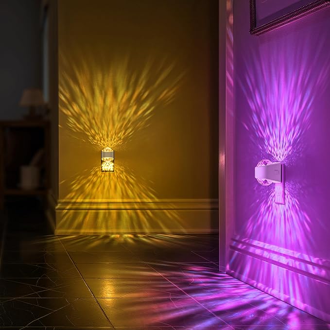 Night Lights Plug into Wall, Night Light Projector 9-Color RGB | Color Changing Galaxy Nightlight with Dusk to Dawn Sensor for Kids, Bathroom, Home Gaming Room Decor Gifts，2 Pack