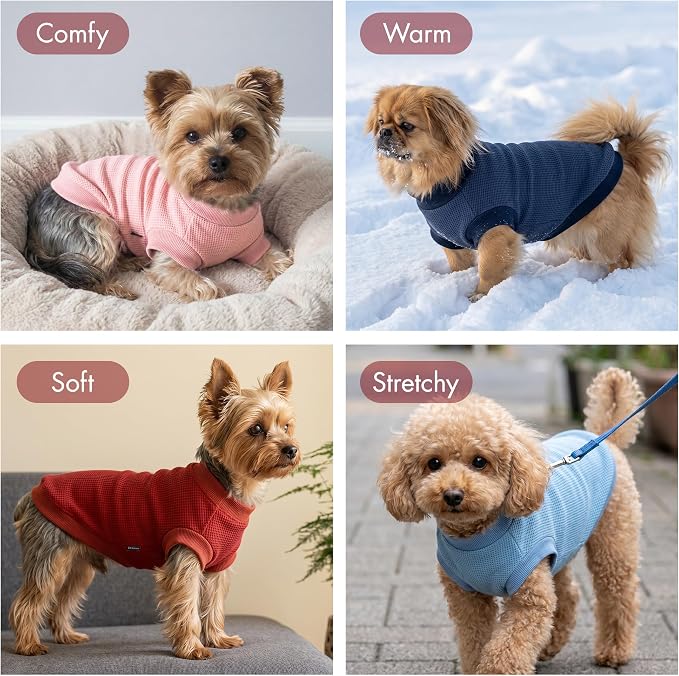 1 Pack Dog Shirt for Small Supplies Functional Waffle Dog Clothes Warm Soft Sweatshirt Outfit for Dogs Cats Pet Apparel