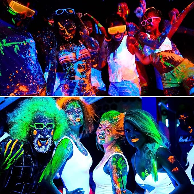 12 Pcs Face Painting Kits for Kids, Glow In The Dark Under UV Black Light Sticks，Face Body Paint Glow Party Supplies，for Birthday, Halloween, Thanksgiving Day, Cosplay Makeup, Gifts for Kids Adult