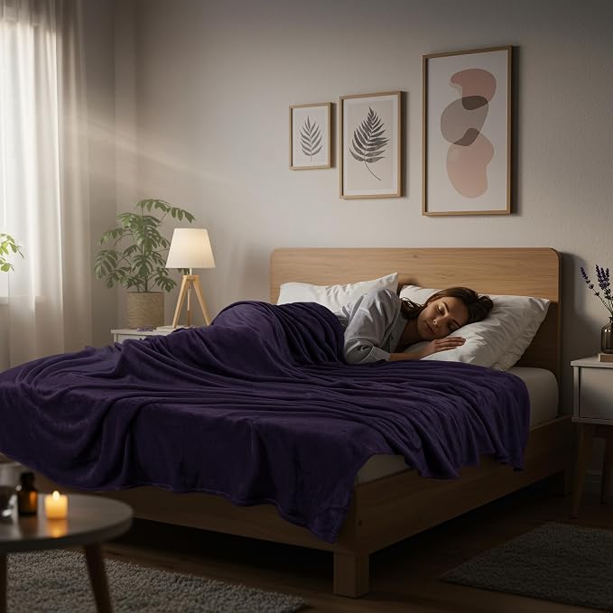 Utopia Bedding Ultra Soft Fleece Bed Blanket King Size Purple (90x102 Inch) | Microfiber Plush Warm Lightweight Breathable Cozy Blanket Anti-Static, All Season Use, Gift for Women and Men