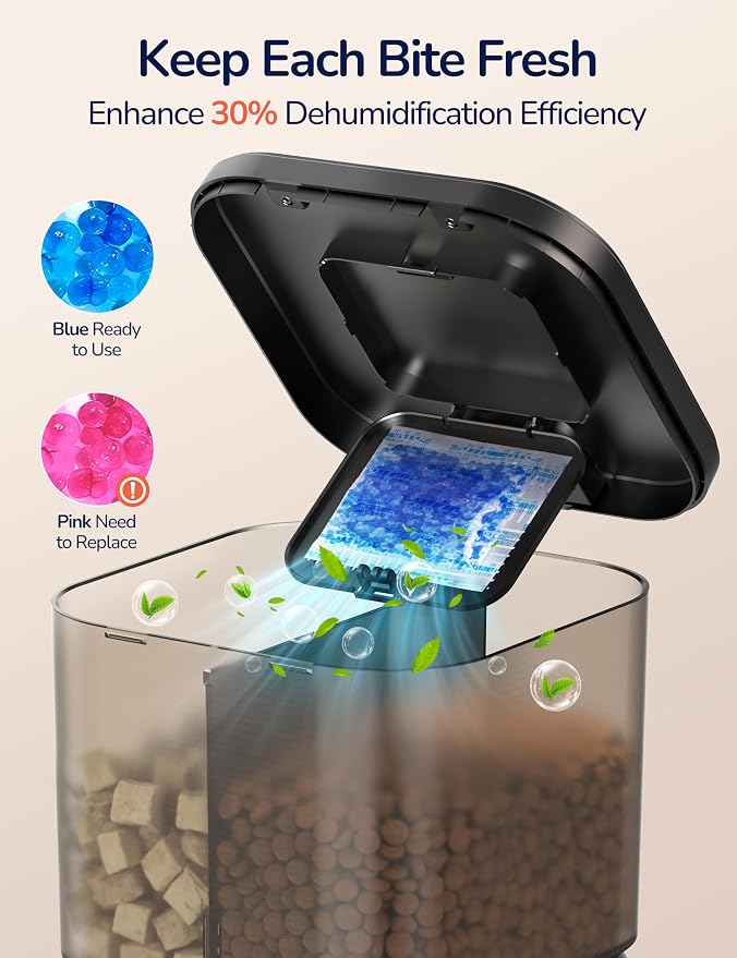 Dual Chamber Automatic Cat Feeder 4L, Dry/Treat Portion | Smart WiFi Pet Food Dispenser 4L with 2.4&5G WiFi App, Custom Schedule & Portion Control for Dry Food and Treats, Black