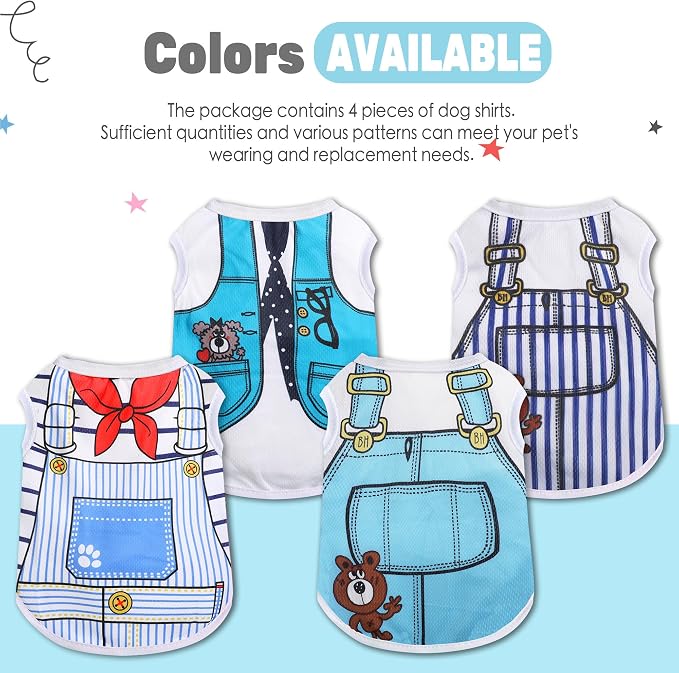 Puppy Clothes Boy Summer Chihuahua Clothes Dog Shirts: Breathable Mesh XS Dog Clothes for Small Dogs Boy with Cute Patterns, Doggie T-Shirts for Tiny Puppy Yorkie Poodle Male