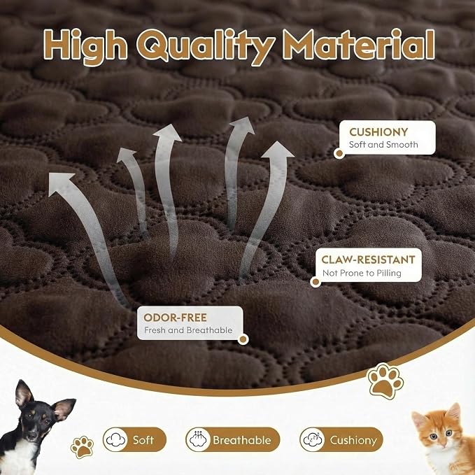 FunFurry Waterproof Dog Blanket, Couch Cover for Dogs Washable, Reversible Dog Bed Cover, Couch Furniture Protector. (Dark＆Light Brown, 82 X 120 Inch - 1 Pack)