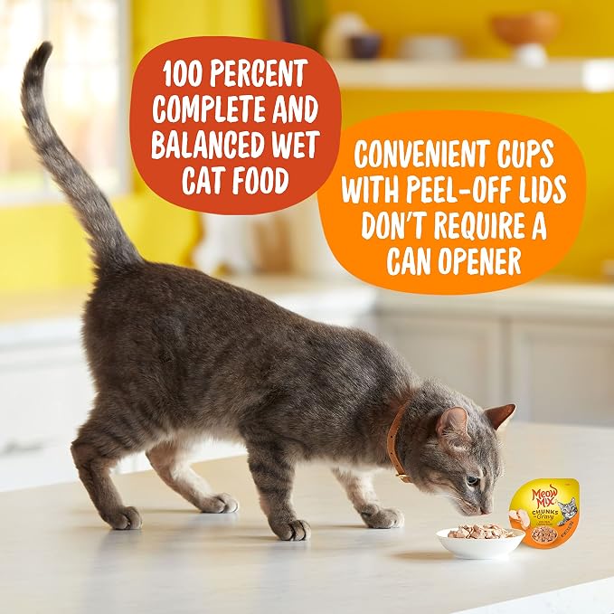 Meow Mix Chunks in Gravy, Wet Cat Food with Real Chicken Breast, 12 Cups
