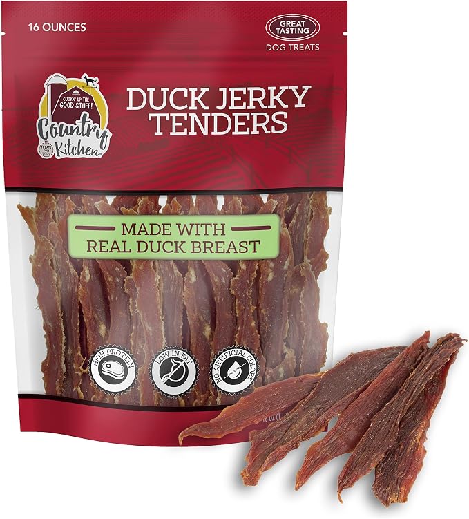 Country Kitchen Duck Jerky Tender Dog Treats, High Protein, 16 oz | Quality Ingredients Made with Real Duck, Low Fat, No Artificial Colors