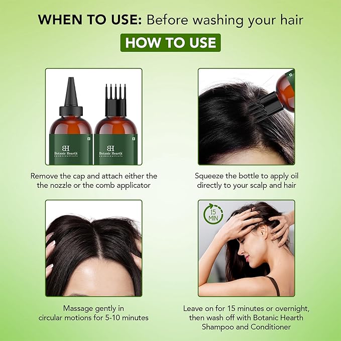 Botanic Hearth Hair Oil for Hair Growth & Hair Treatment Oils | Strengthening Dry, Frizzy, Damaged Hair & Scalp Treatment | All Hair Types | Tea Tree Hair Oil - 4 Fl Oz