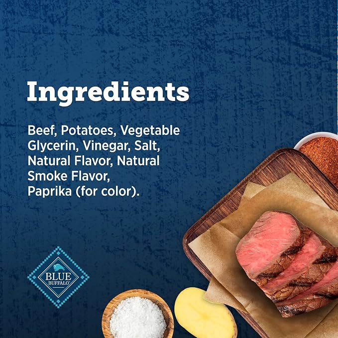 Blue Buffalo True Chews Premium Grillers Steak Dog Treats, 10 oz | Real Beef First, Tender & Tasty, Made in the USA, No Artificial Preservatives