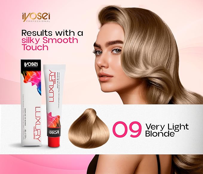 Iyosei Professional Luxury Color #9 Very Light Blonde Permanent Hair Dye – Cream Hair Color with Micropigmentation & Keratin – Long Lasting Very Light Blonde Shade for Women – Full Coverage