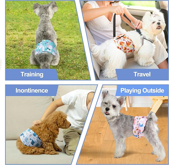 5 Pack Dog Diapers Male Reusable, Premium Belly Bands for Dogs, High Absorbing Male Dog Pee Wraps for Doggie in Incontinence or Excitable Urination,Squirrel L