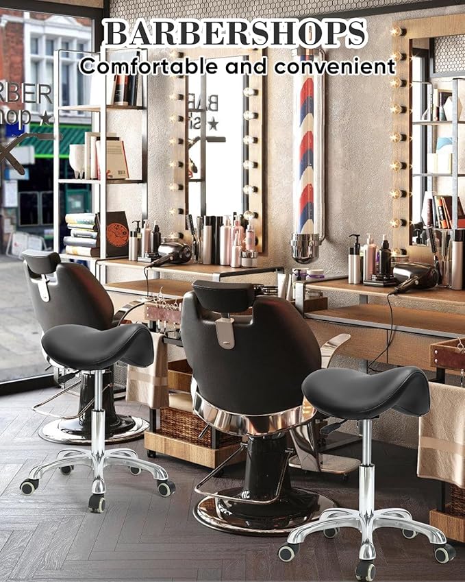 Conforms to ergonomics, with a Saddle Stool That can be Tilted and a Rotating Stool with Hydraulic Lifting Height Adjustment, Suitable for Office, Black