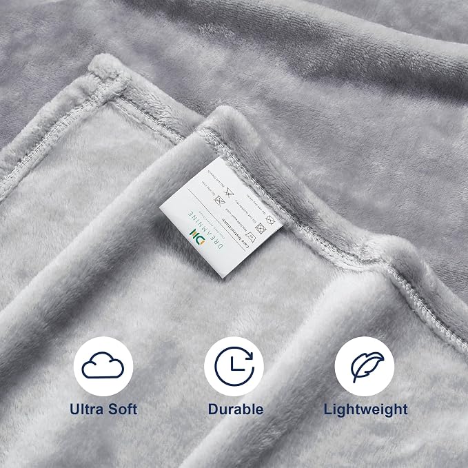 DREAMNINE Pack of 10 Soft Fuzzy Fleece Throw Blanket for Couch Sofa 50" x 60", Decorative Solid Lightweight Velvet Blankets for Chair, Cozy Accent Shaggy Plush Flannel Blanket for Bedroom, Grey