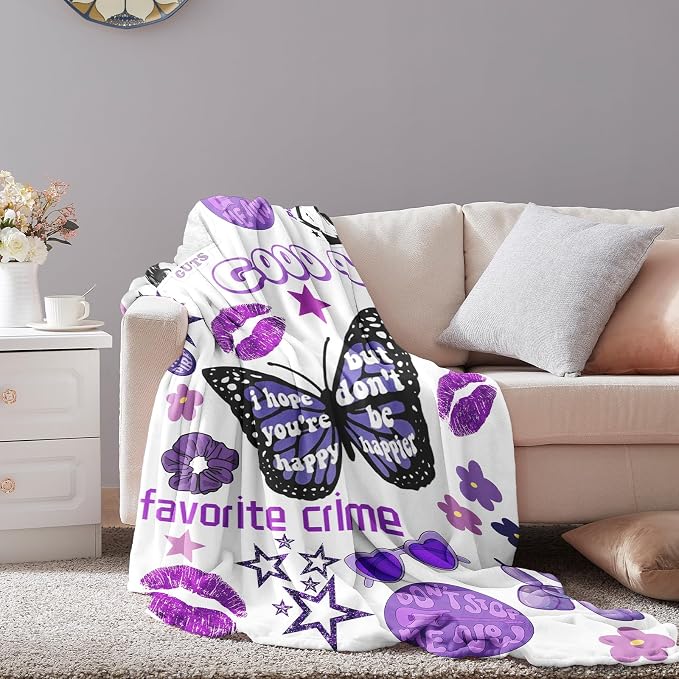 50'' x 40'' Music Olivia Singer Throw Blanket, Gifts for Fans Women, Soft Blankets All Seasons, Plush Cozy Lightweight Flannel Quilts for Bedroom Sofa Couch Living Room Decoration