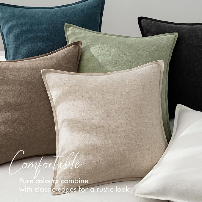 EMEMA Decorative Linen Throw Pillow Covers 20x20 Inch Grass Green | Boho Farmhouse Neutral Couch Throw Pillows for Bed Pack of 2 Accent Pillowcase Modern Sofa Cushion Livingroom Home Decor