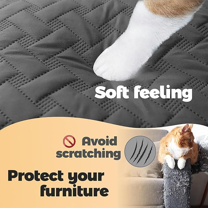 gogobunny 100% Double Sided Waterproof Dog Blanket Soft Pet Bed Cover Reversible Protect Furniture Couch Sofa Car for Cat Kids (Dark Grey/Light Grey, 82x82 Inch (Pack of 1))