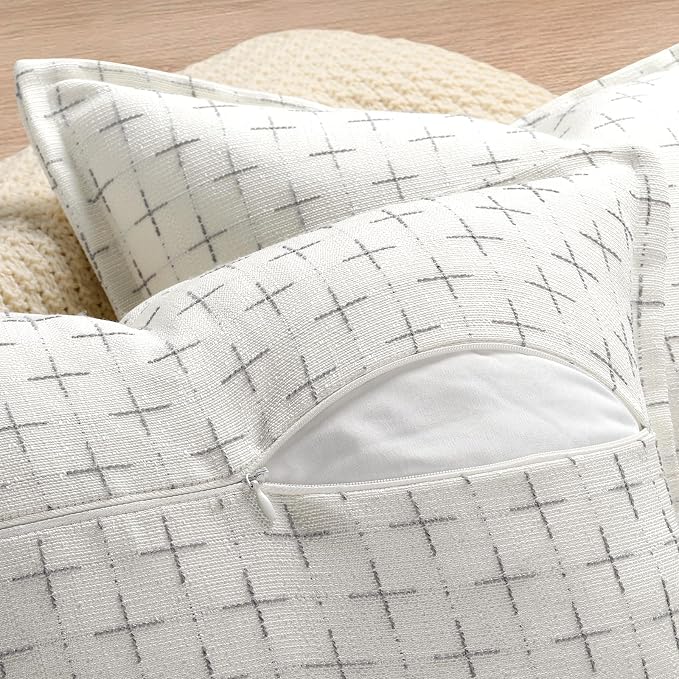 12x20 Pillow Covers Set of 2 Soft Polyester Textured Pillow Covers with Stylish Flange Edge Cozy Farmhouse Throw Pillows for Couch Bed Sofa Living Room