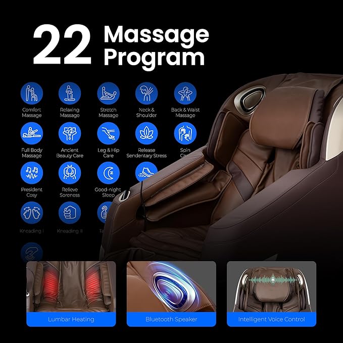 Titan Quantum Massage Chair | Brown | Full Body & Zero Gravity Features | Customizable Massage Programs