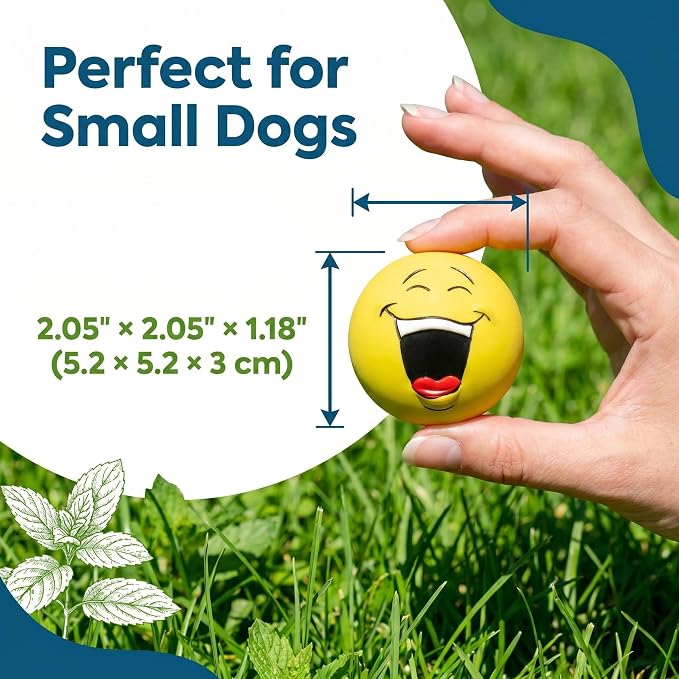 Squeaky Dog Toys, Funny Face Latex Rubber Interactive Dog Balls, Soft Chew Fetch Play Toys for Puppy Small Medium Dogs, 4PCS