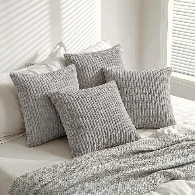 Fancy Homi 4 Packs Decorative Throw Pillow Covers for Living Room Couch Bed, Modern Farmhouse Boho Home Décor Accent Cushion Case, 26" x 26", Gray