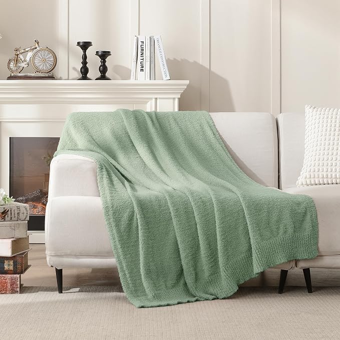 Throw Blanket for Couch Super Soft Blankets for Bed Comfy Cozy Blanket Knit Fuzzy Plush Fleece Blanket Gift for Women Lightweight Blanket for Living Room Sofa 50 x 60 Inches Sage
