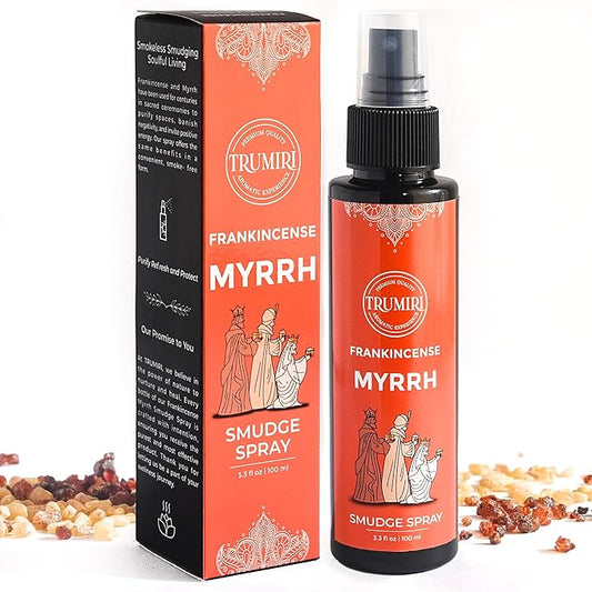 Frankincense and Myrrh Essential Oil Spray for Negative Energy Cleansing of Home - Non Toxic Natural Room Spray and Body Mist - Essential Oil Car Freshener