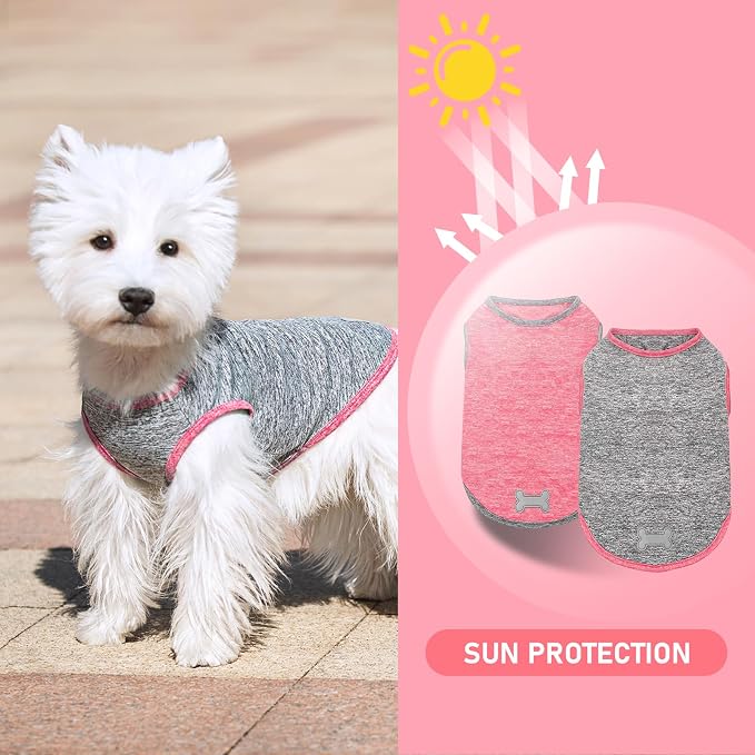 KYEESE 2Pack Dog Shirt for Small Dogs Sun Protection Tank Top for Summer | Reflective for Safety, Lightweight & Breathable, Shedding Control, Skin-Friendly for Sensitive Dogs, Easy On/Off, Quick Dry