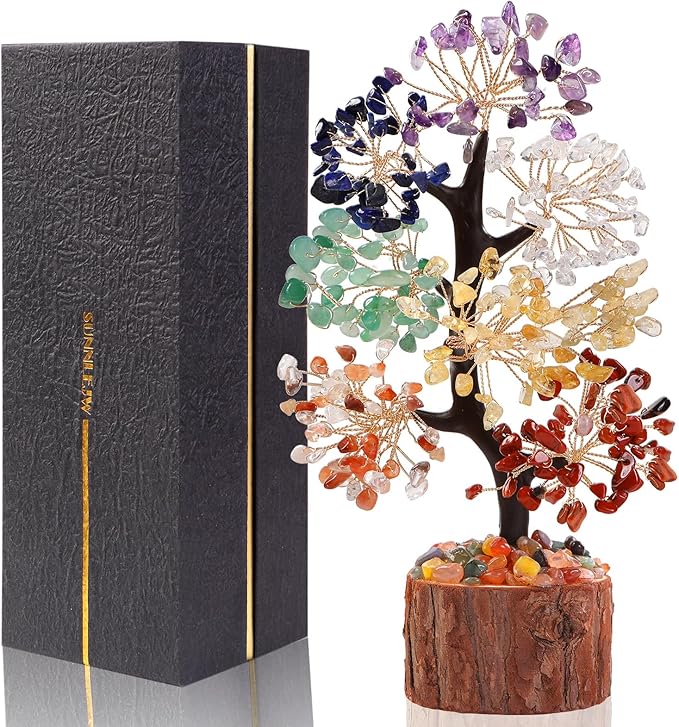 7 Chakra Crystal Tree of Life,Birthday Gifts for Women, Healing Crystal and Stones for Positive Energy,Gifts for Sister and Mom,House Warming Gift,Money Feng Shui Tree Decoration