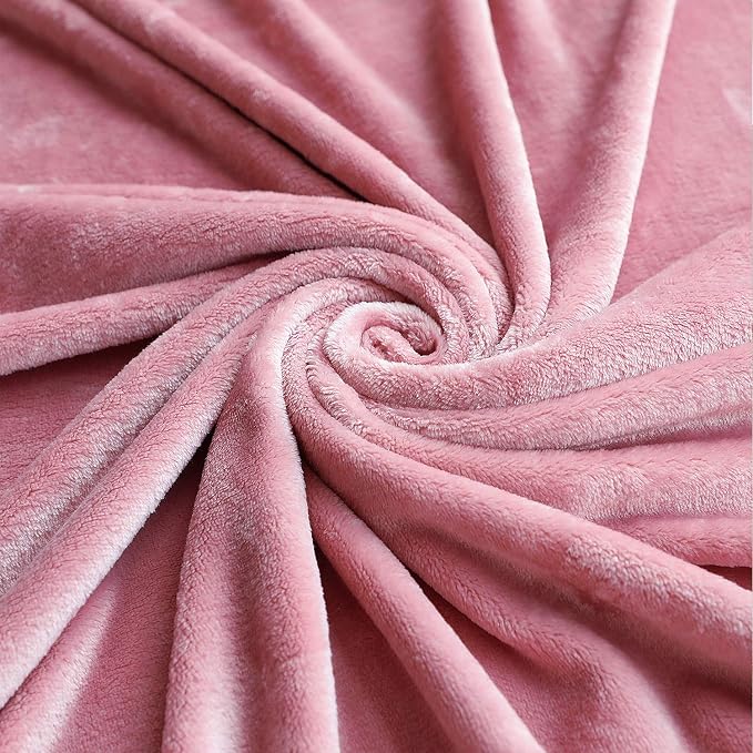 TASTHROW Large Flannel Fleece Throw Blanket, 90×90 Inch - Pink | Cozy Lightweight Thick Blanket - All Seasons Suitable for Women, Men and Kids