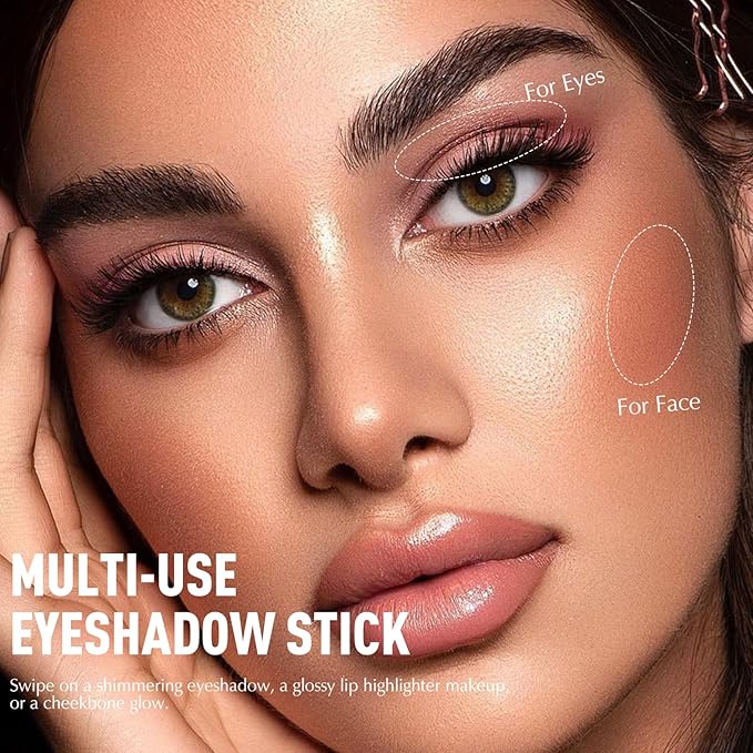 Reddish Brown Matte Eyeshadow Stick - Cream Neutral Eyes Shadow Pencil Buildable Brightener Crayon Eyeliner Highlighter Makeup, Lightweight Waterproof & Smudge Proof for Easy Quick Application