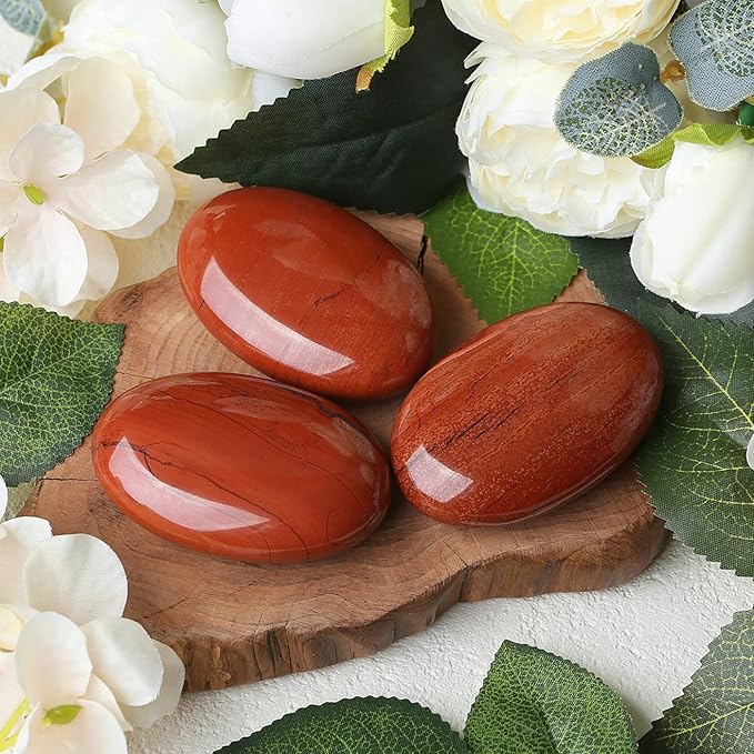 ZHIYUXI 2.4" Red Jasper Crystals Stone Gemstones and Crystals Decor Energy Balancing Healing Crystals Protection Crystals Therapy Polished Stones Palm Stone Room Decor Mediation Gifts 1PC