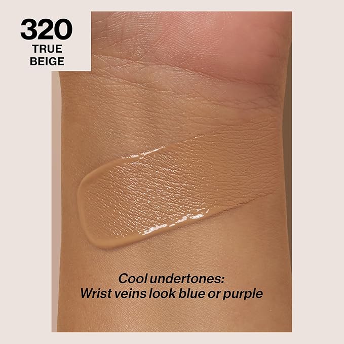 Revlon Liquid Foundation, ColorStay Face Makeup for Normal & Dry Skin, SPF 20, Longwear Medium-Full Coverage with Natural Finish, 320 True Beige, 1 fl oz