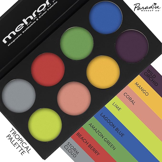 Mehron Makeup Paradise Makeup FX 8 Color Tropical Palette | Magnetic Refillable Body Paint & Face Paint Palette | Professional & Water Activated | Costumes, SFX, Halloween, & Cosplay