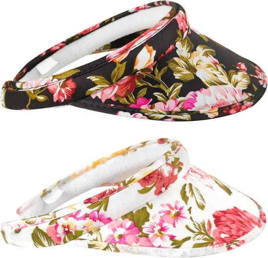 2 Pack Sun Visor Hats Women Men Clip On Wide Brim Visors Hat Outdoor Sports Golf Beach Travel Tennis Caps