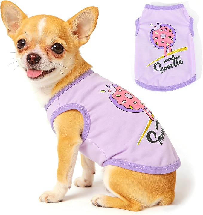 3 Pieces Chihuahua Clothes Dog Summer Shirts Dog Clothes for Small Dogs Girl Pink Cute Strawberry Donut Printed Soft Puppy Outfits Pet Tshirts XXS (Pink,Rose,Purple,XXSmall)