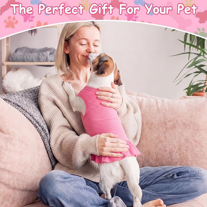 6 Pieces Dog Dresses Shirt Skirt Sleeveless Dress Breathable Pet Shirts with Ruffles Puppy Sundress Outfits for Dogs and Cats (L Size)