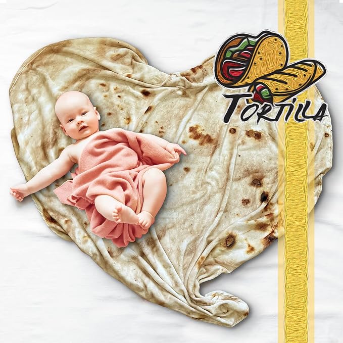 Bcareself Tortilla Blanket Adult Size Giant Double Sided for Kids Funny Realistic Food Personalized Throw Blanket Novelty Gift for Everyone 300 GSM Soft Flannel 60 inches Yellow
