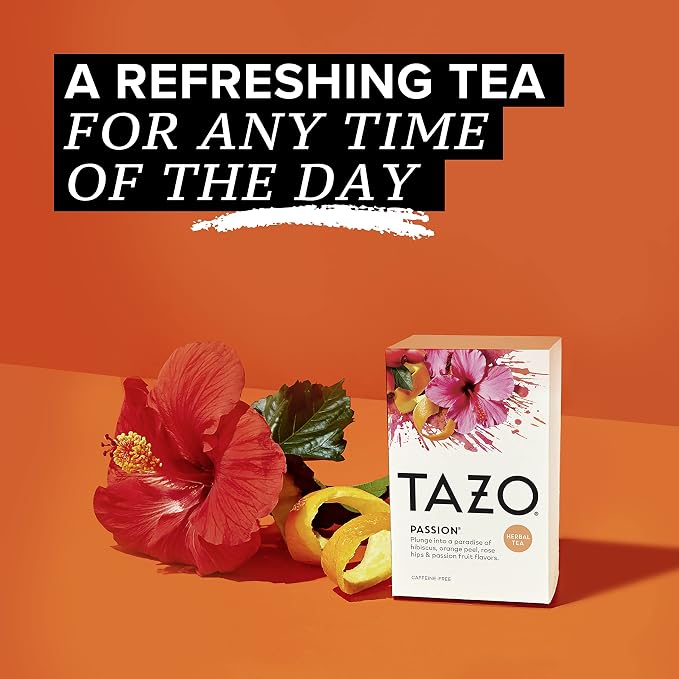 TAZO Passion Herbal Tea Bags, Iced or Hot, Caffeine-Free, 120 Total Tea Bags (20ct - Pack of 12)
