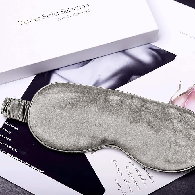 Silk Sleep Mask Light Blocking Luxury 100% Mulberry 19mm Silk Eye Mask Eye Cover Blindfold Ultra Soft Light & Comfy Anti Aging Skin Care with Travel Bag Gift Package