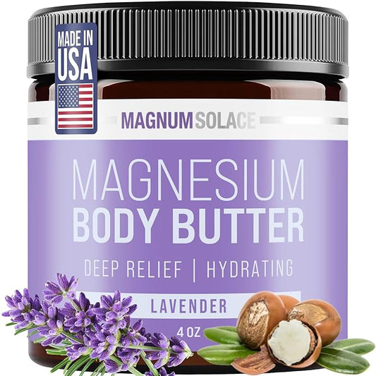 Magnum Solace Magnesium Body Butter - Nighttime Magnesium Cream - Lightly Scented (Lavender)
