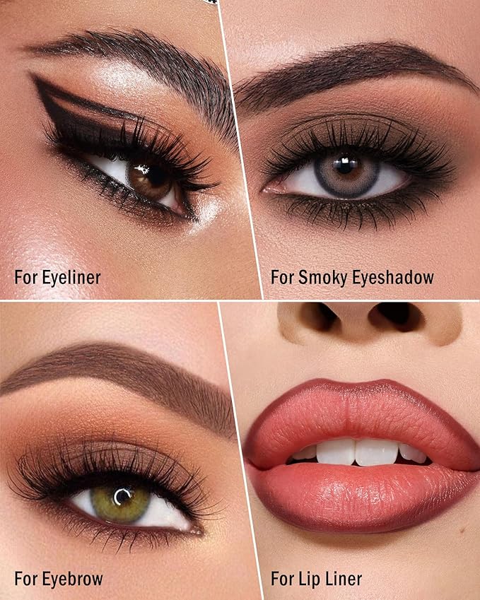 10 Pcs Gel Eyeliner Pencil Set, Black Brown Burgundy Waterline, Waterproof Eye Liner Pencils for Older Women, Long Lasting Smudge Proof Eyeliner Eyeshadow Stick, Matte Makeup Pen with Sharpener-Set B