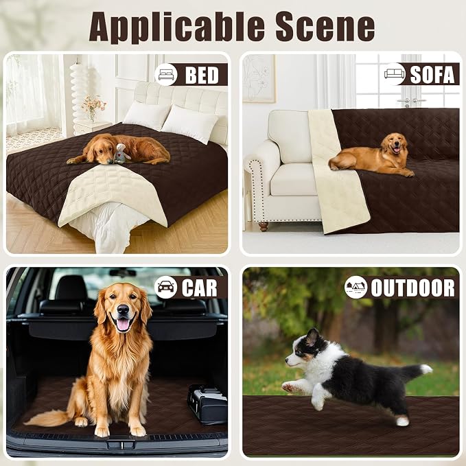 Smiry Waterproof Dog Bed Cover, Reversible Pet Blanket for Sofa Couch | Soft Washable Dog Blanket, Leakproof Couch Cover for Dogs Cats & Furniture Protection, 30x70, Chocolate/Beige