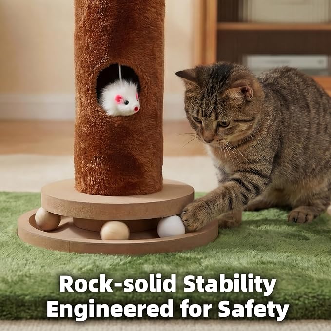 Fantasreen Cat Scratching Post 35'' Tall with Toy Mouse for Indoor Cats, Green