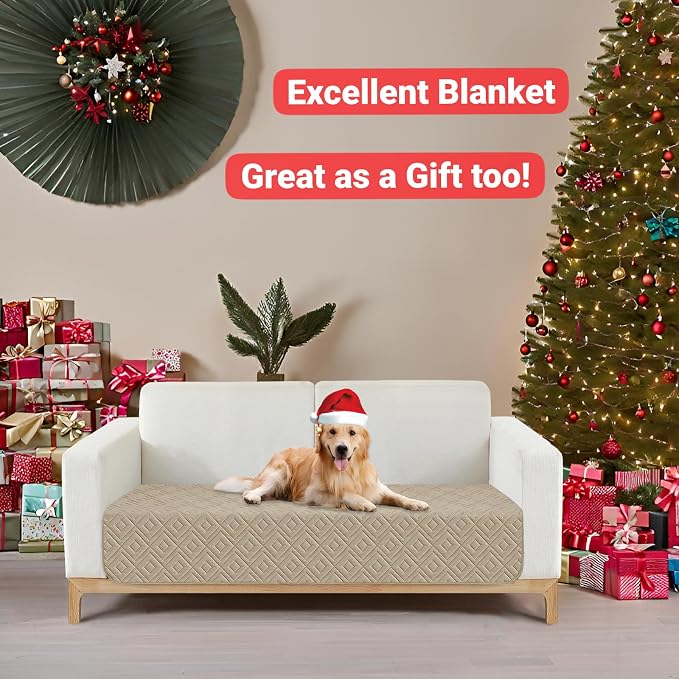 2026 Waterproof Sofa Dog Blanket (30"x53") Comfy Loveseat Couch Mat for Pets with Anti-Slip Back, Universal Incontinence Lightweight Liner Pad for Furniture Car Picnic etc Durable Washable, Khaki