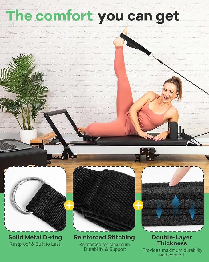 Wonderful Day 2PCS Pilates Straps for Reformer, Comfortable Enhanced Thickness, Fitness Pilates Double Loop Exercise Straps for Home Gym Workout