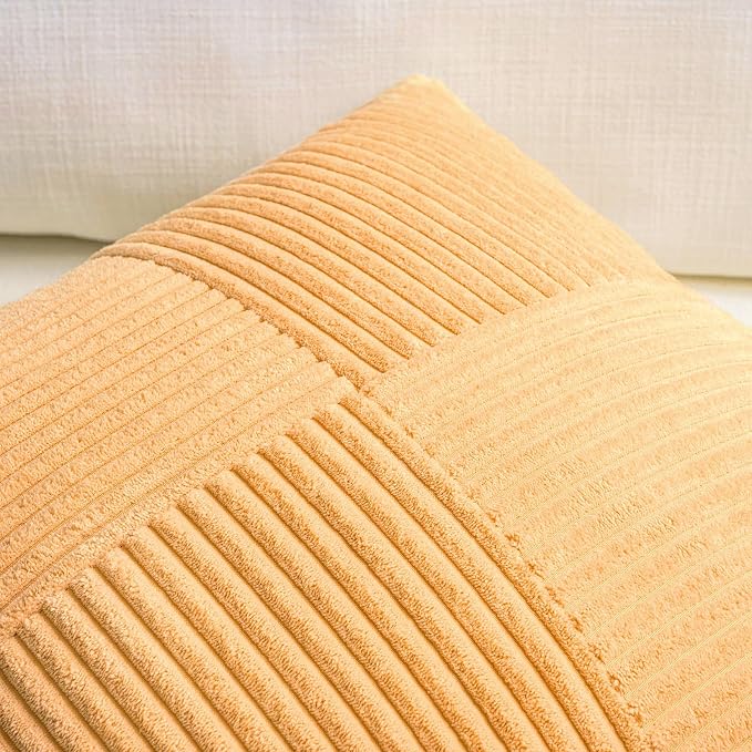 Fancy Homi Gold Yellow Long Lumbar Decorative Throw Pillow Covers 16x24 Inch for Living Room Couch Bed, Boho Farmhouse Fall Home Decor, Soft Corduroy Corss Textured Cushion Case 40x60 cm